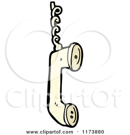 Cartoon of a Landline Phone and Cord - Royalty Free Vector Clipart by lineartestpilot