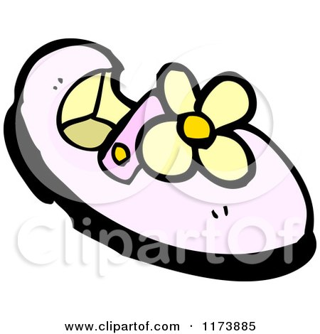 Cartoon of a Pink Shoe with a Flower - Royalty Free Vector Clipart by lineartestpilot
