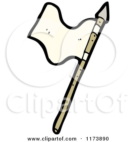 Cartoon of a White Surrender Flag Spear - Royalty Free Vector Clipart by lineartestpilot