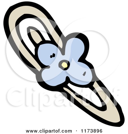 Cartoon of a Floral Hair Barrettes - Royalty Free Vector Clipart by lineartestpilot