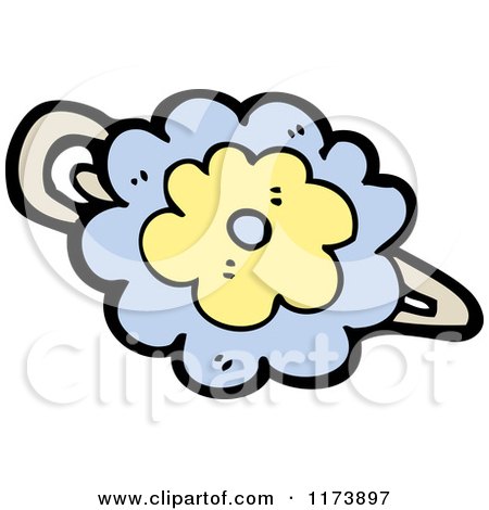 Cartoon of a Flower Hair Barrette - Royalty Free Vector Clipart by lineartestpilot
