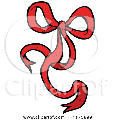 Cartoon of a Red Ribbon Tied into a Bow - Royalty Free Vector Clipart by lineartestpilot