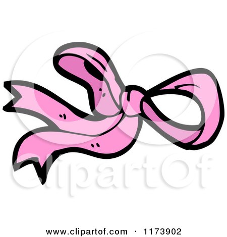 Cartoon of a Pink Ribbon Bow - Royalty Free Vector Clipart by lineartestpilot