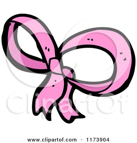 Cartoon of a Pink Ribbon Bow - Royalty Free Vector Clipart by lineartestpilot
