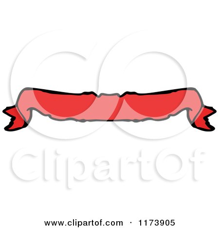 Cartoon of a Red Ribbon Banner - Royalty Free Vector Clipart by lineartestpilot