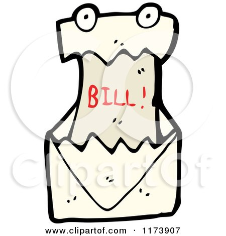 Cartoon of a Bill Mascot in an Envelope - Royalty Free Vector Clipart by lineartestpilot