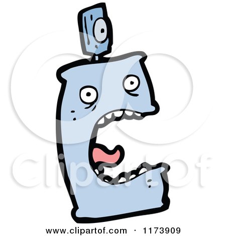 Cartoon of a Screaming Blue Spray Paint Bottle - Royalty Free Vector Clipart by lineartestpilot