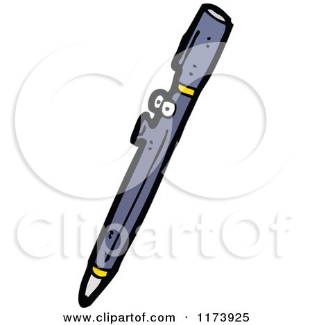 Cartoon of a Surprised Pen - Royalty Free Vector Clipart by lineartestpilot