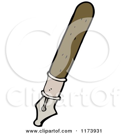 Cartoon of a Fountain Pen - Royalty Free Vector Clipart by lineartestpilot