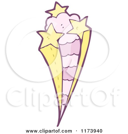 Cartoon of a Cloud of Shooting Stars - Royalty Free Vector Clipart by lineartestpilot