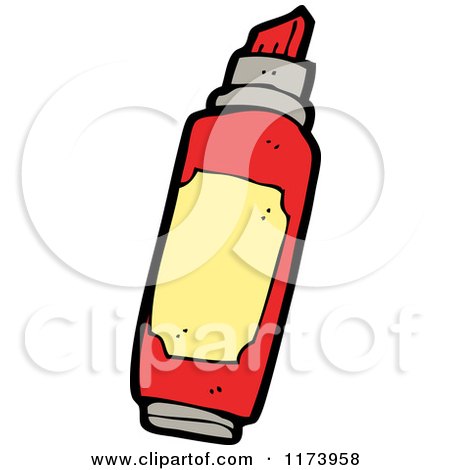 Cartoon of a Red Felt Marker - Royalty Free Vector Clipart by lineartestpilot