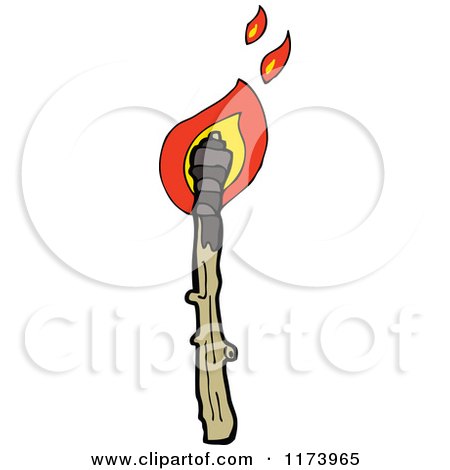 Cartoon of a Burning Torch - Royalty Free Vector Clipart by lineartestpilot