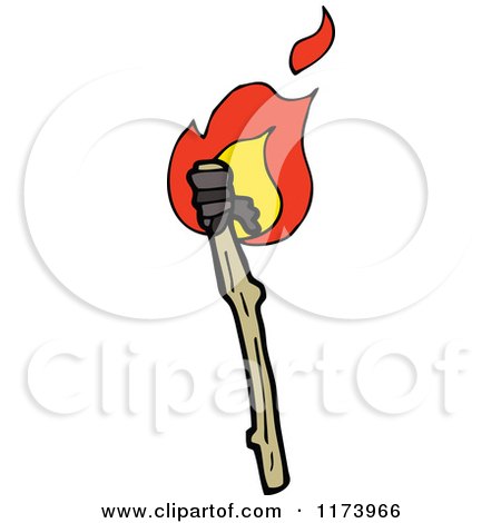 Cartoon of a Burning Torch - Royalty Free Vector Clipart by lineartestpilot