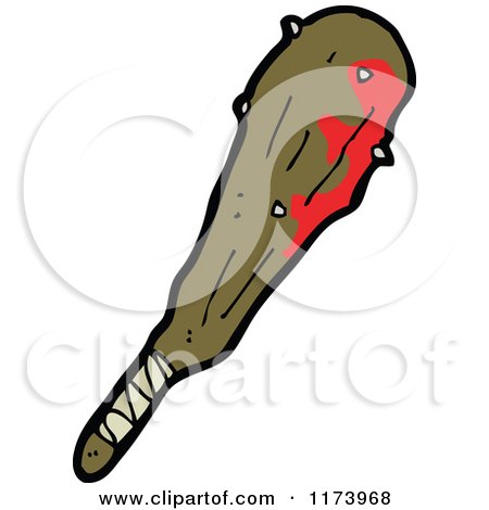 Cartoon of a Bloody Club - Royalty Free Vector Clipart by lineartestpilot