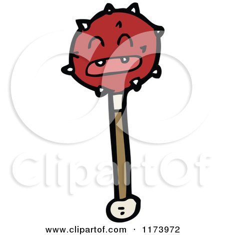 Cartoon of a Flail Weapon - Royalty Free Vector Clipart by lineartestpilot