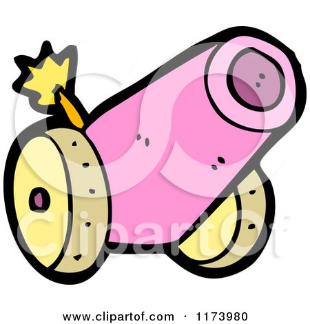 Cartoon of a Pink Canon - Royalty Free Vector Clipart by lineartestpilot