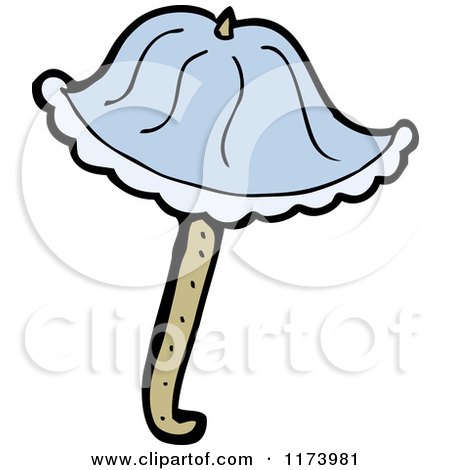Cartoon of a Blue Umbrella - Royalty Free Vector Clipart by lineartestpilot