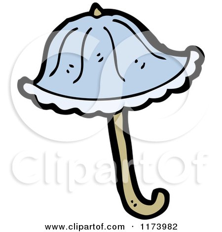 Cartoon of a Blue Umbrella - Royalty Free Vector Clipart by lineartestpilot