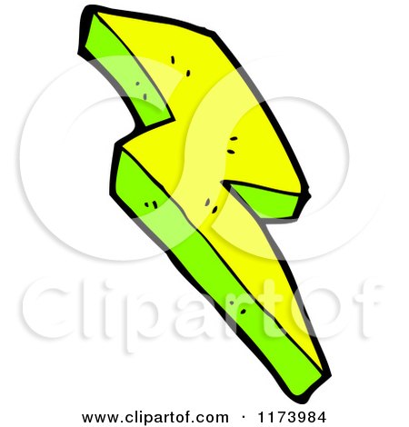 Cartoon of a Yellow and Green Lightning Bolt - Royalty Free Vector Clipart by lineartestpilot