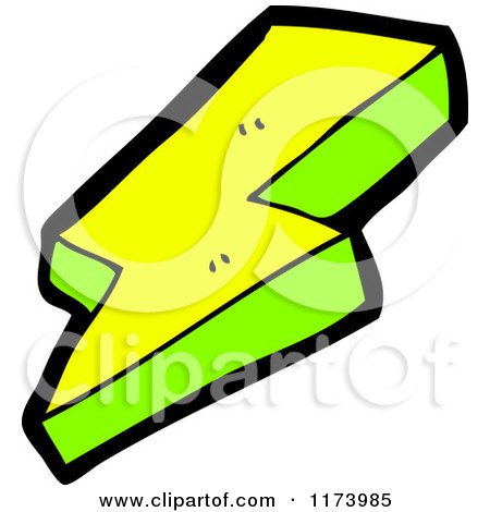 Cartoon of a Yellow and Green Lightning Bolt - Royalty Free Vector Clipart by lineartestpilot