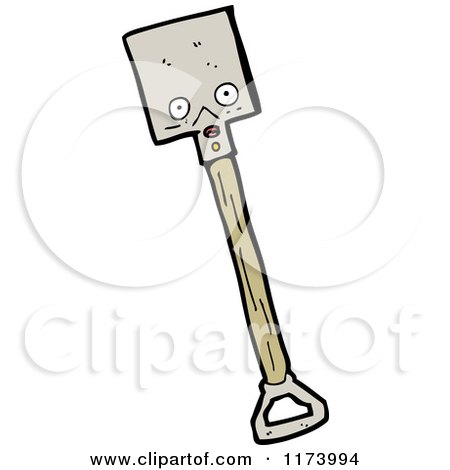 Cartoon of a Spade Shovel - Royalty Free Vector Clipart by lineartestpilot