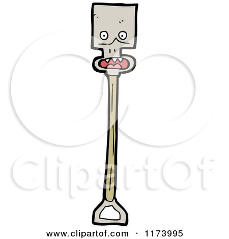 Cartoon of a Spade Shovel - Royalty Free Vector Clipart by lineartestpilot
