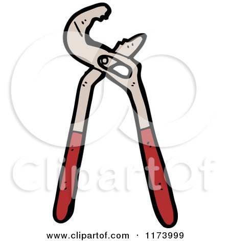 Cartoon of a Plumbers Wrench - Royalty Free Vector Clipart by lineartestpilot