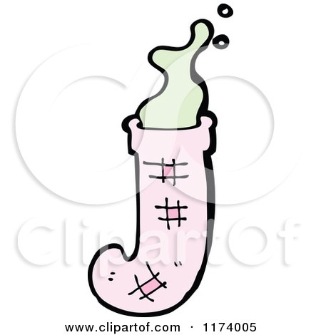 Cartoon of a Stinky Pink Sock - Royalty Free Vector Clipart by lineartestpilot