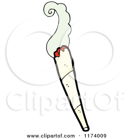 Cartoon of a Smoking Doobie Joint 2 - Royalty Free Vector Clipart by lineartestpilot