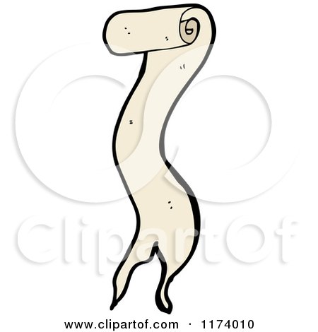 Cartoon of a Long Paper Scroll Banner - Royalty Free Vector Clipart by lineartestpilot
