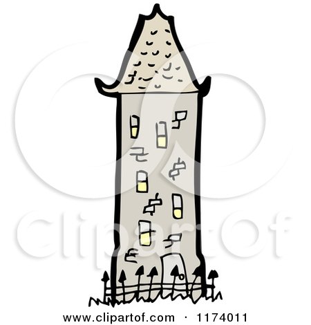 Cartoon of a Tower House - Royalty Free Vector Clipart by lineartestpilot