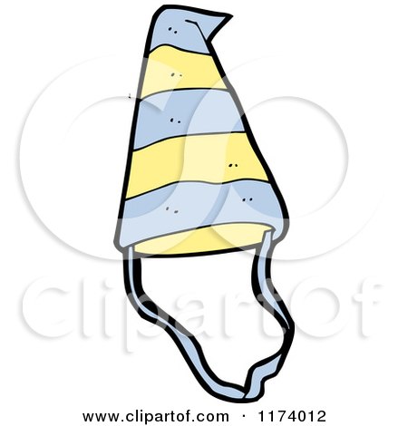 Cartoon of a Blue and Yellow Party Hat - Royalty Free Vector Clipart by lineartestpilot