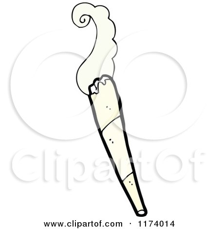 Cartoon of a Smoking Doobie Joint - Royalty Free Vector Clipart by lineartestpilot