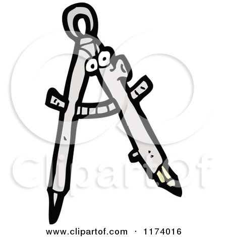 Cartoon of a Drafting Compass Mascot - Royalty Free Vector Clipart by lineartestpilot