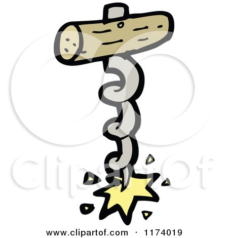 Cartoon of a Cork Screw - Royalty Free Vector Clipart by lineartestpilot