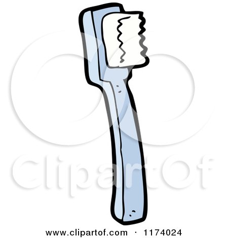 Cartoon of a Blue Toothbrush - Royalty Free Vector Clipart by lineartestpilot