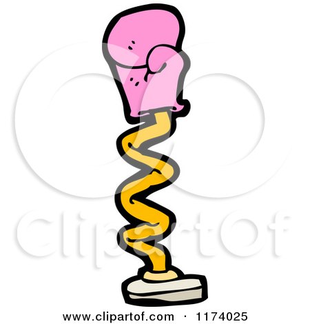 Cartoon of a Pink Boxing Glove on a Spring - Royalty Free Vector Clipart by lineartestpilot