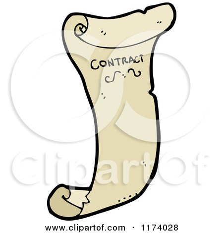 Cartoon of a Contract Scroll - Royalty Free Vector Clipart by lineartestpilot