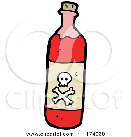 Cartoon of a Bottle of Poison - Royalty Free Vector Clipart by lineartestpilot