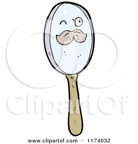 Cartoon of a Winking Hand Mirror - Royalty Free Vector Clipart by lineartestpilot