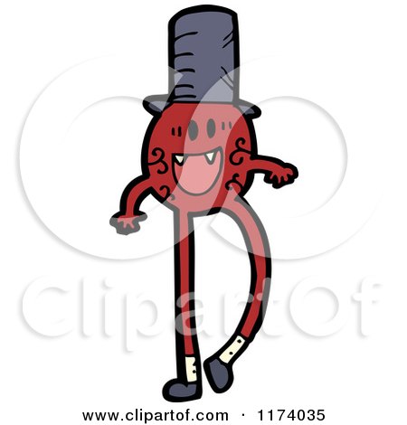Cartoon of a Red Character Wearing a Top Hat - Royalty Free Vector Clipart by lineartestpilot