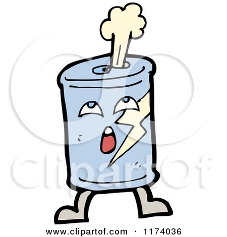Cartoon of a Surprised Blue Can with Liquid Spraying out of the Top - Royalty Free Vector Clipart by lineartestpilot