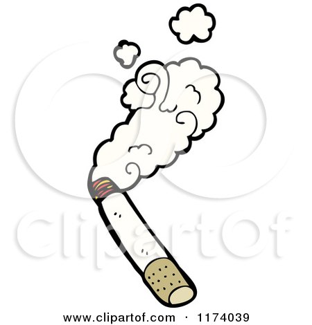 Cartoon of a Smoking Cigarette - Royalty Free Vector Clipart by lineartestpilot