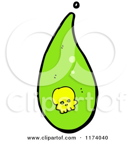 Cartoon of a Skull in a Slime Droplet - Royalty Free Vector Clipart by lineartestpilot