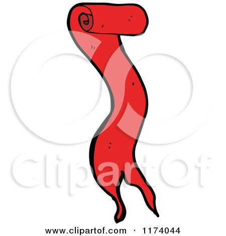 Cartoon of a Long Red Banner - Royalty Free Vector Clipart by lineartestpilot