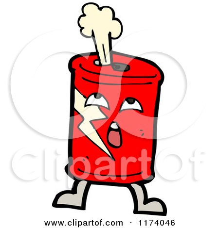 Cartoon of a Surprised Red Can with Liquid Spraying out of the Top - Royalty Free Vector Clipart by lineartestpilot