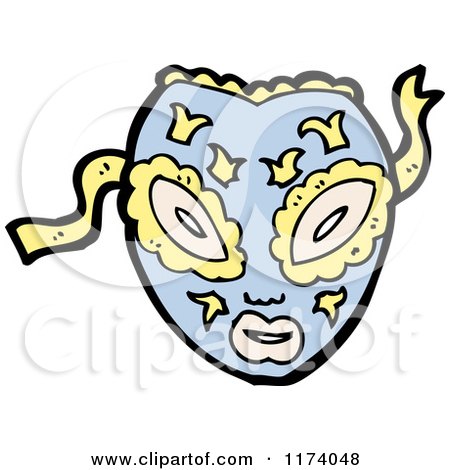 Cartoon of a Blue Face Mask - Royalty Free Vector Clipart by lineartestpilot