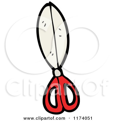 Cartoon of a Pair of Red Scissors - Royalty Free Vector Clipart by lineartestpilot
