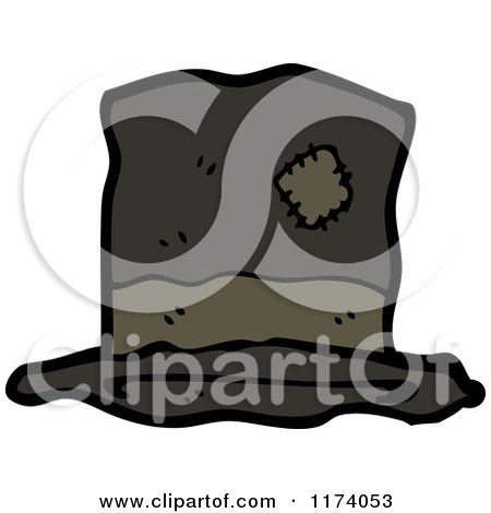 Cartoon of a Patched Top Hat - Royalty Free Vector Clipart by lineartestpilot