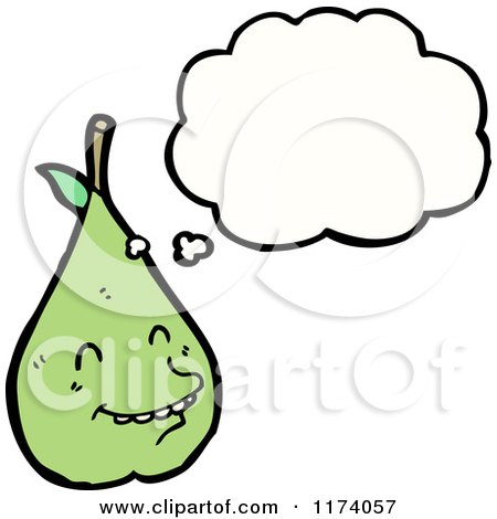 Cartoon of Green Pear with Conversation Bubble - Royalty Free Vector Illustration by lineartestpilot